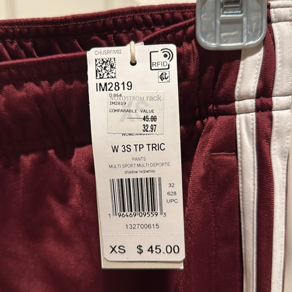 Adidas Red Sweatpants with Elastic Cuffs and Drawstring - Picture 3 of 5